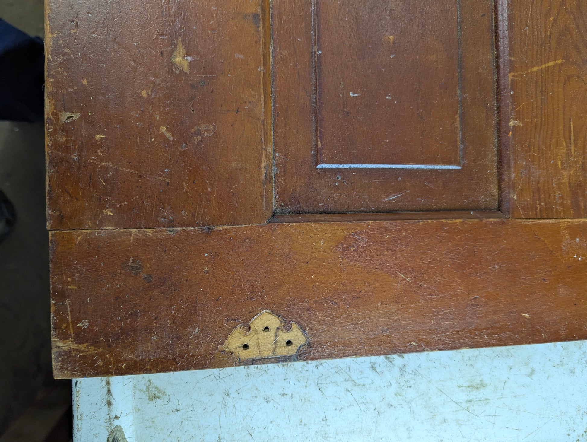 Antique 23.5" x 16" Solid Wooden Panelled Cupboard Door - view 3
