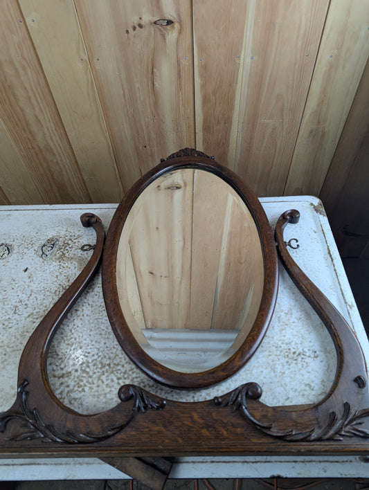 Antique 28" x 17" Oval Dresser Mirror
