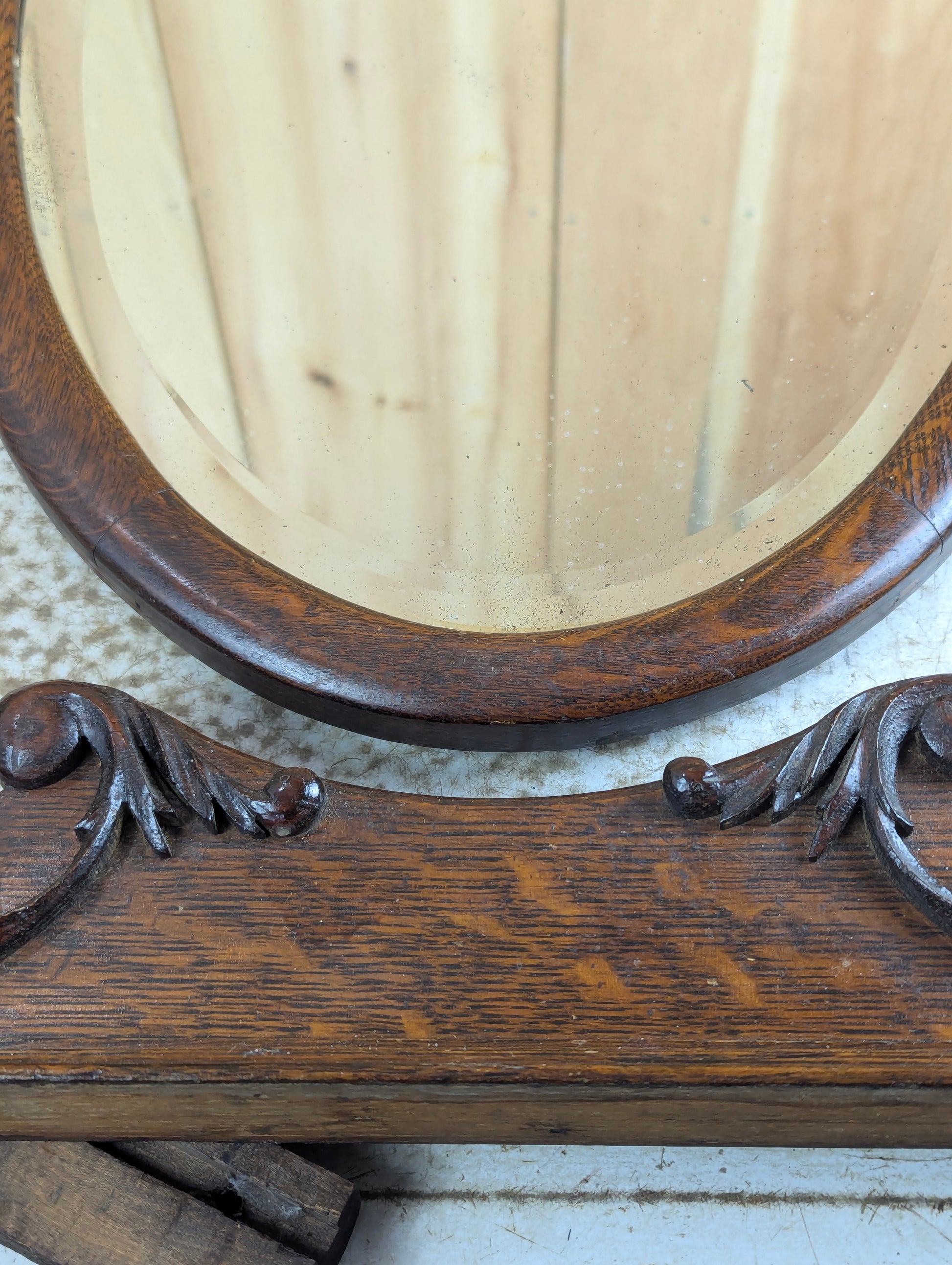 Antique 28" x 17" Oval Dresser Mirror - view 6