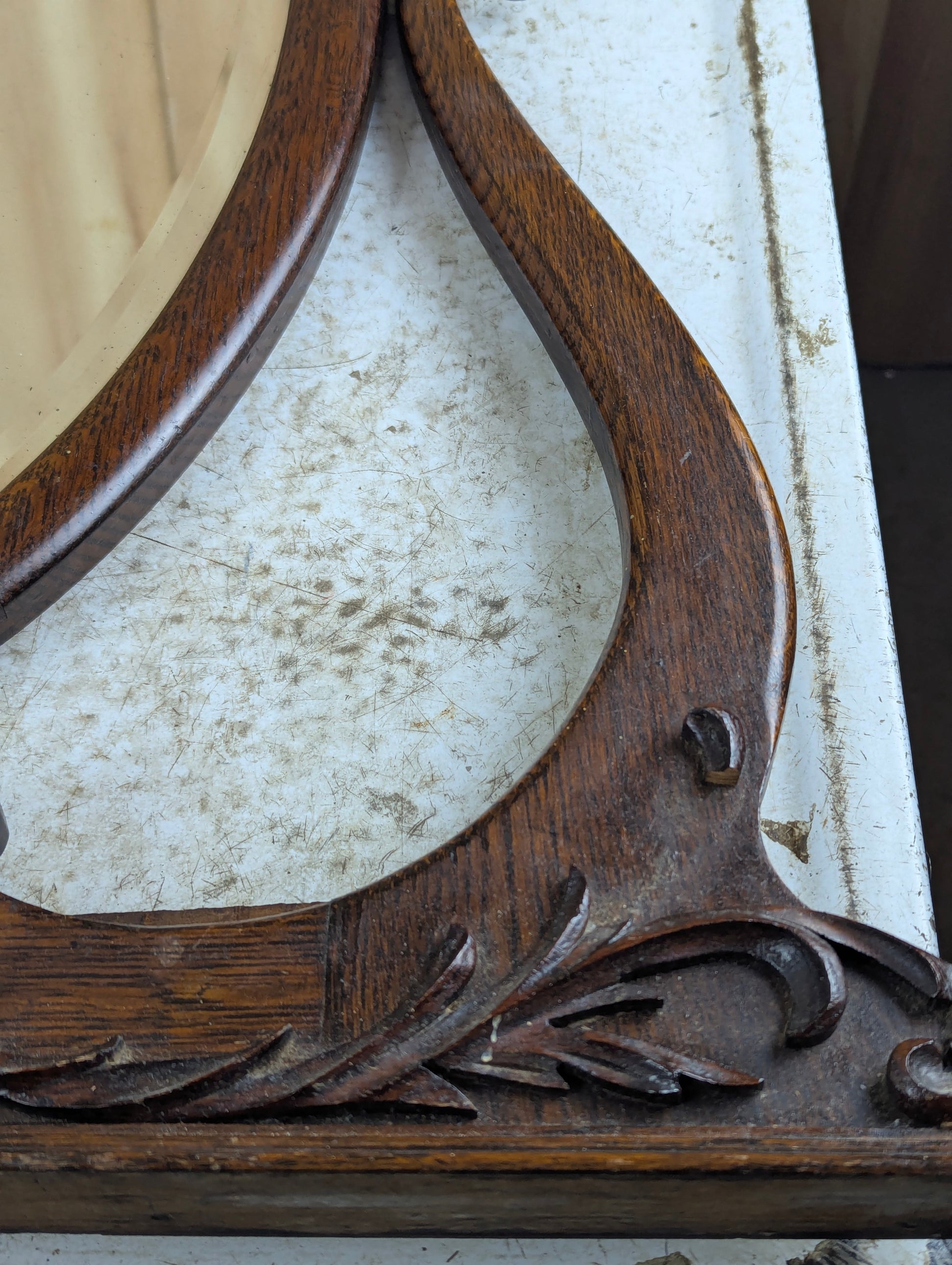 Antique 28" x 17" Oval Dresser Mirror - view 7