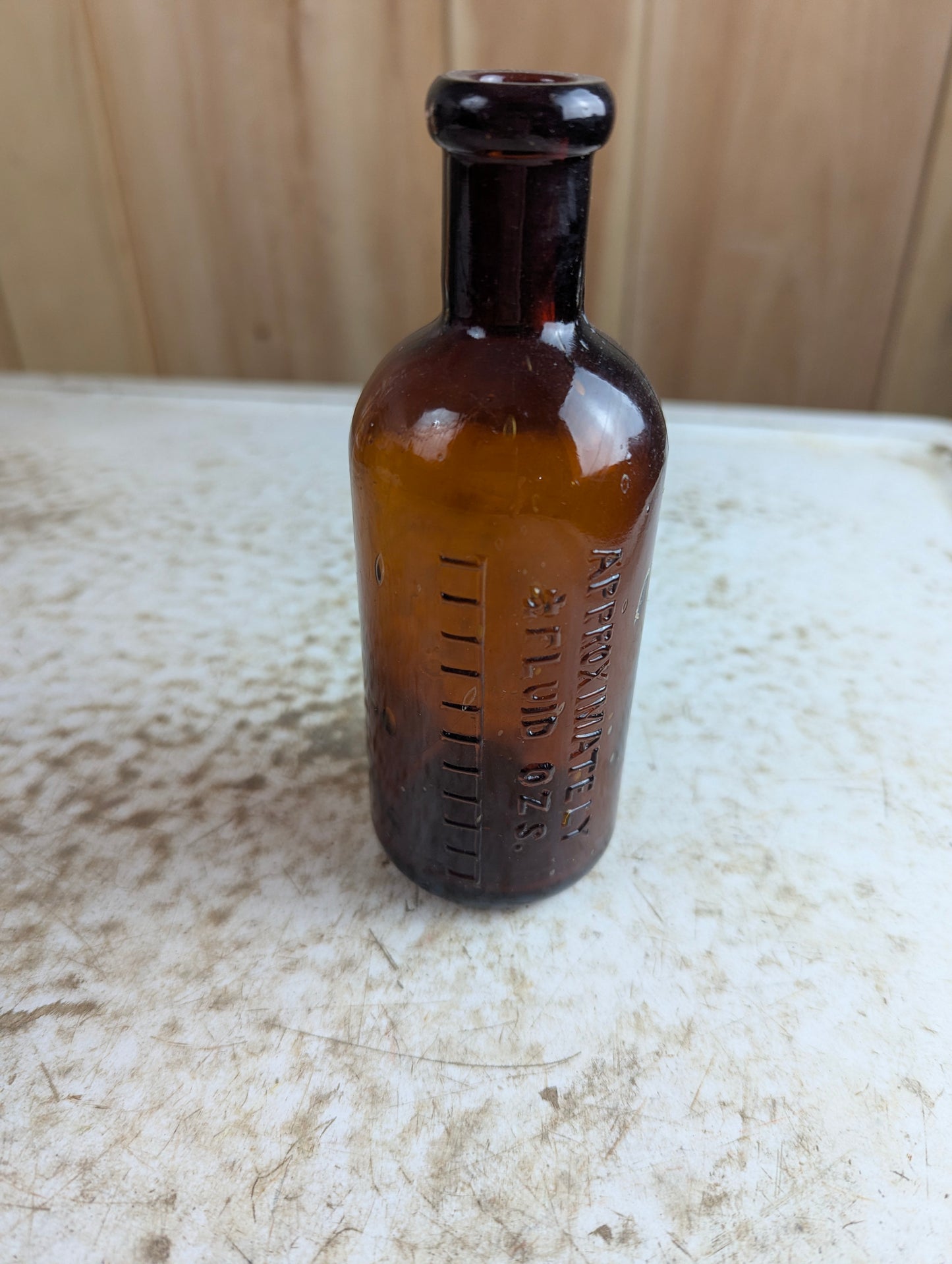 Antique 2oz Amber Glass Medicine Apothecary Bottle