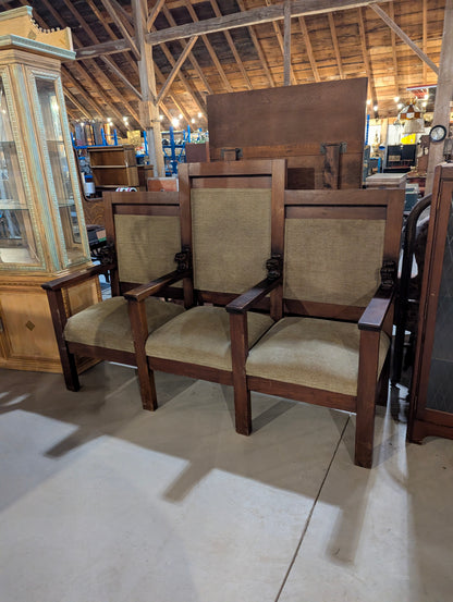 Antique 3-Seat Masonic IOOF Odd Fellows Lodge Throne