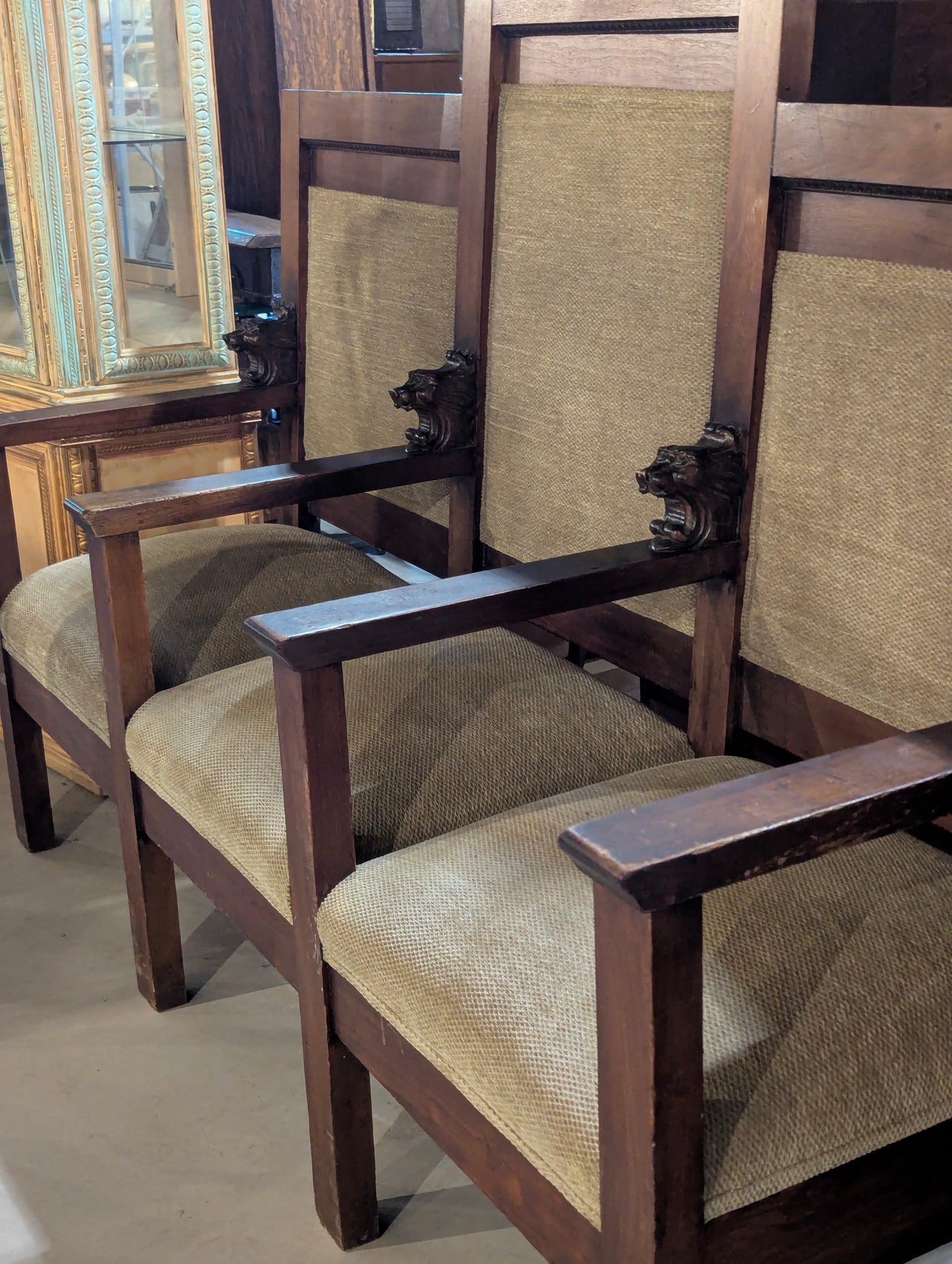 Antique 3-Seat Masonic IOOF Odd Fellows Lodge Throne - view 2