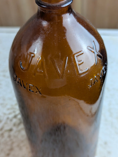 Antique 32oz Javex Smooth Amber Glass Bottle - view 2