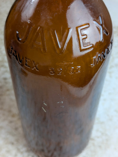 Antique 32oz Javex Smooth Amber Glass Bottle - view 4