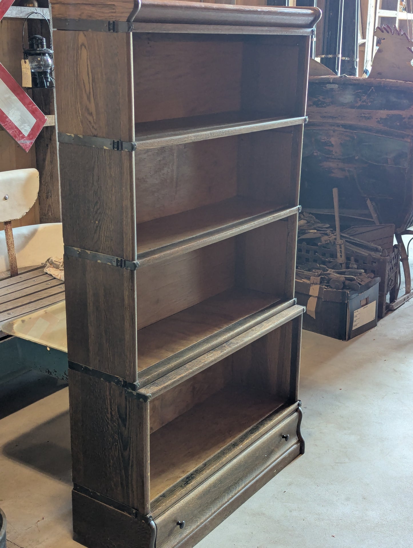 Antique 4 Shelf 6-Piece Barrister Bookcase Bookshelf (no doors) - view 4