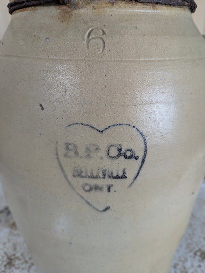 Antique 6 Gal Belleville Pottery Co. Stoneware Butter Churn Crock - view 2