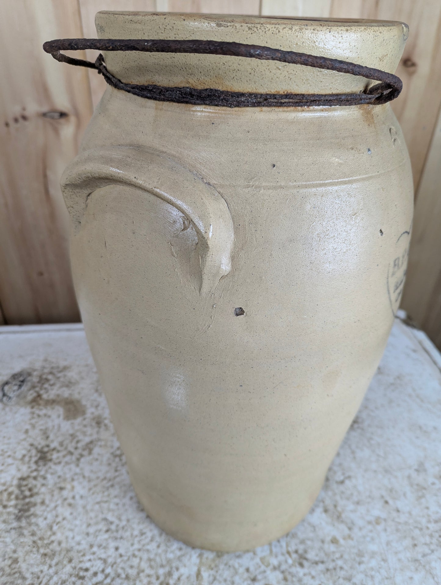 Antique 6 Gal Belleville Pottery Co. Stoneware Butter Churn Crock - view 3