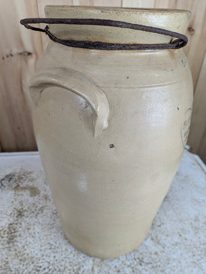 Antique 6 Gal Belleville Pottery Co. Stoneware Butter Churn Crock - view 3