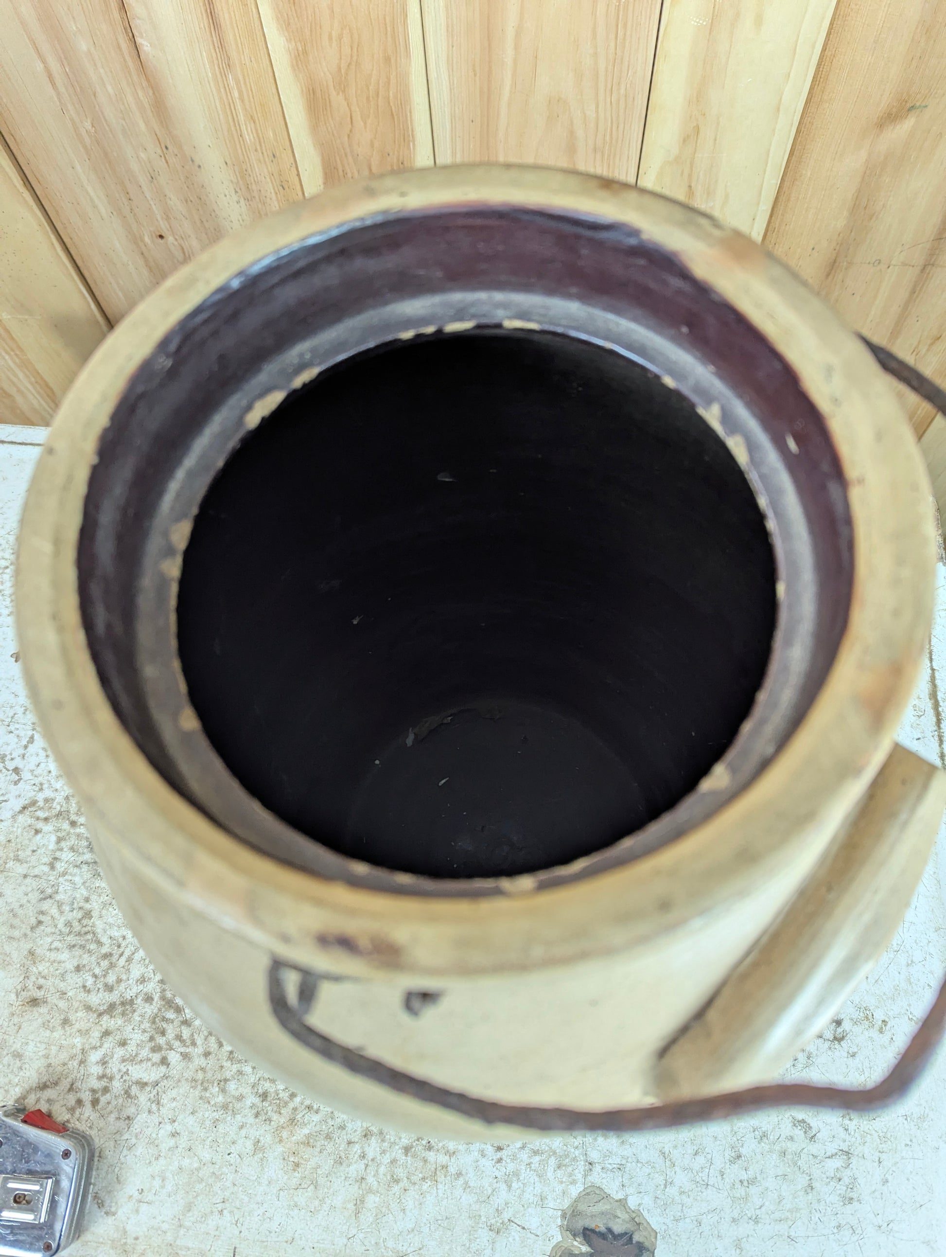 Antique 6 Gal Belleville Pottery Co. Stoneware Butter Churn Crock - view 5