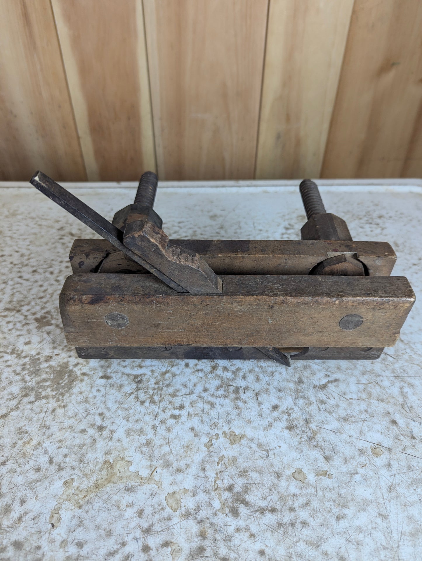 Antique Adjustable Sandusky Tool Co. Wooden Screw Arm Plow Plane - view 2