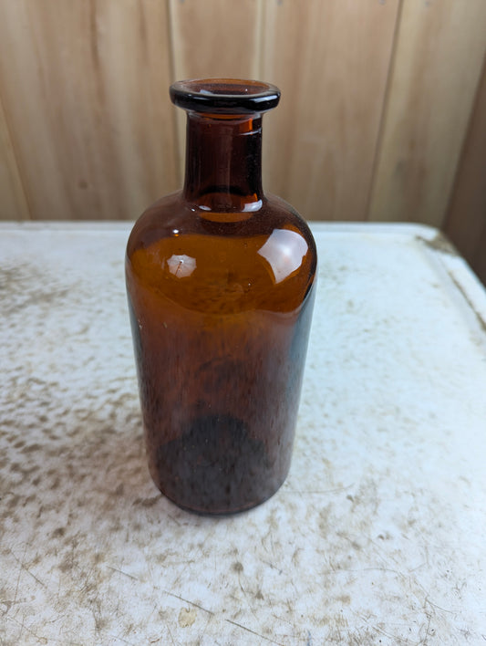 Antique Amber Glass Apothecary Bottle