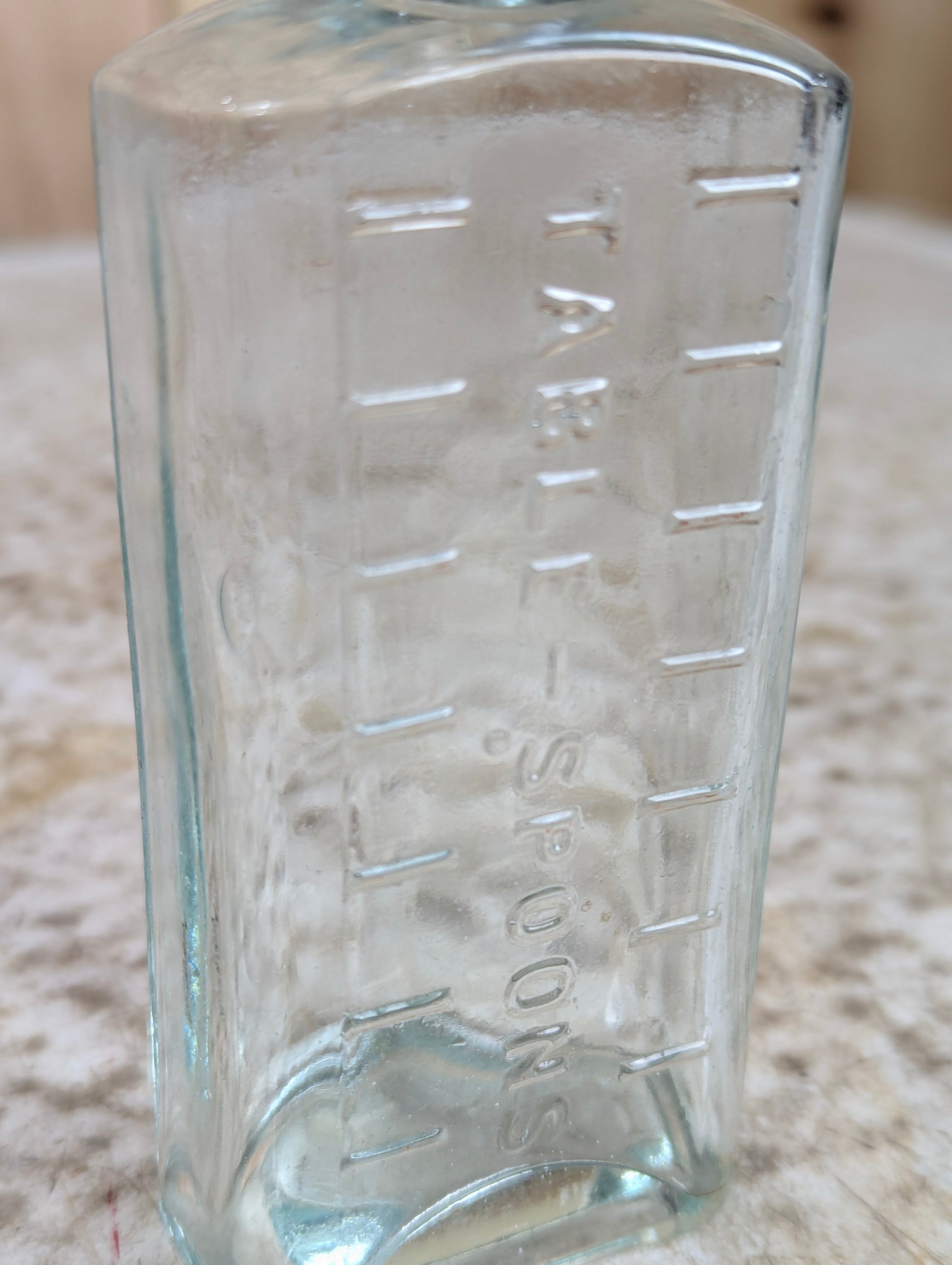 Antique Apothecary Aqua Glass Medicine Bottle with Cork Stopper - view 2
