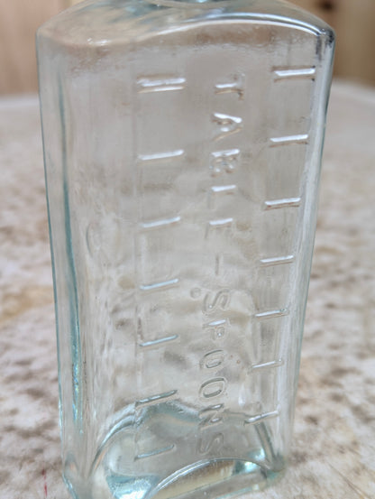 Antique Apothecary Aqua Glass Medicine Bottle with Cork Stopper - view 2