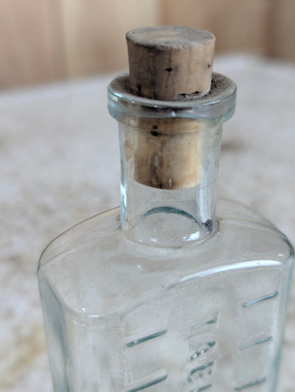 Antique Apothecary Aqua Glass Medicine Bottle with Cork Stopper - view 3