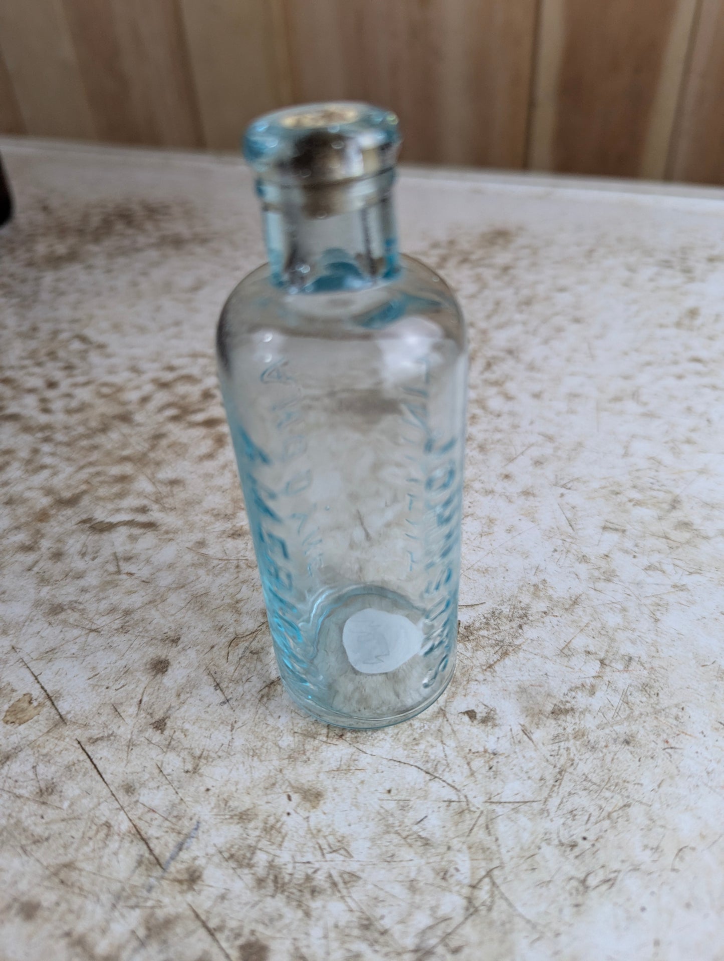 Antique Aqua Blue Glass Johnson's American Anodyne Liniment Patent Medicine Bottle