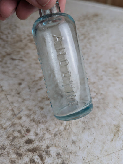 Antique Aqua Blue Glass Johnson's American Anodyne Liniment Patent Medicine Bottle - view 3