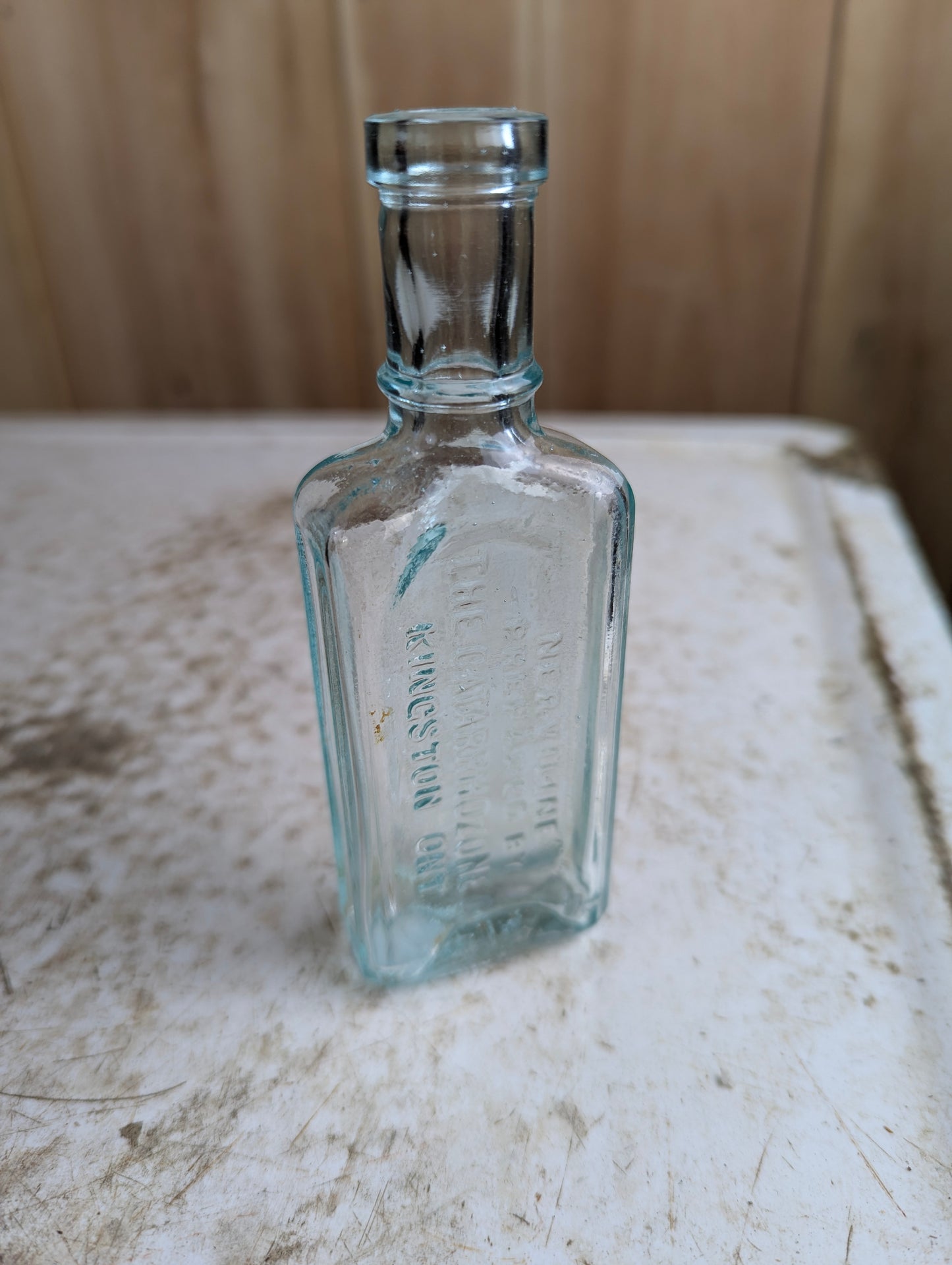 Antique Aqua Glass Nerviline Kingston Patent Medicine Bottle