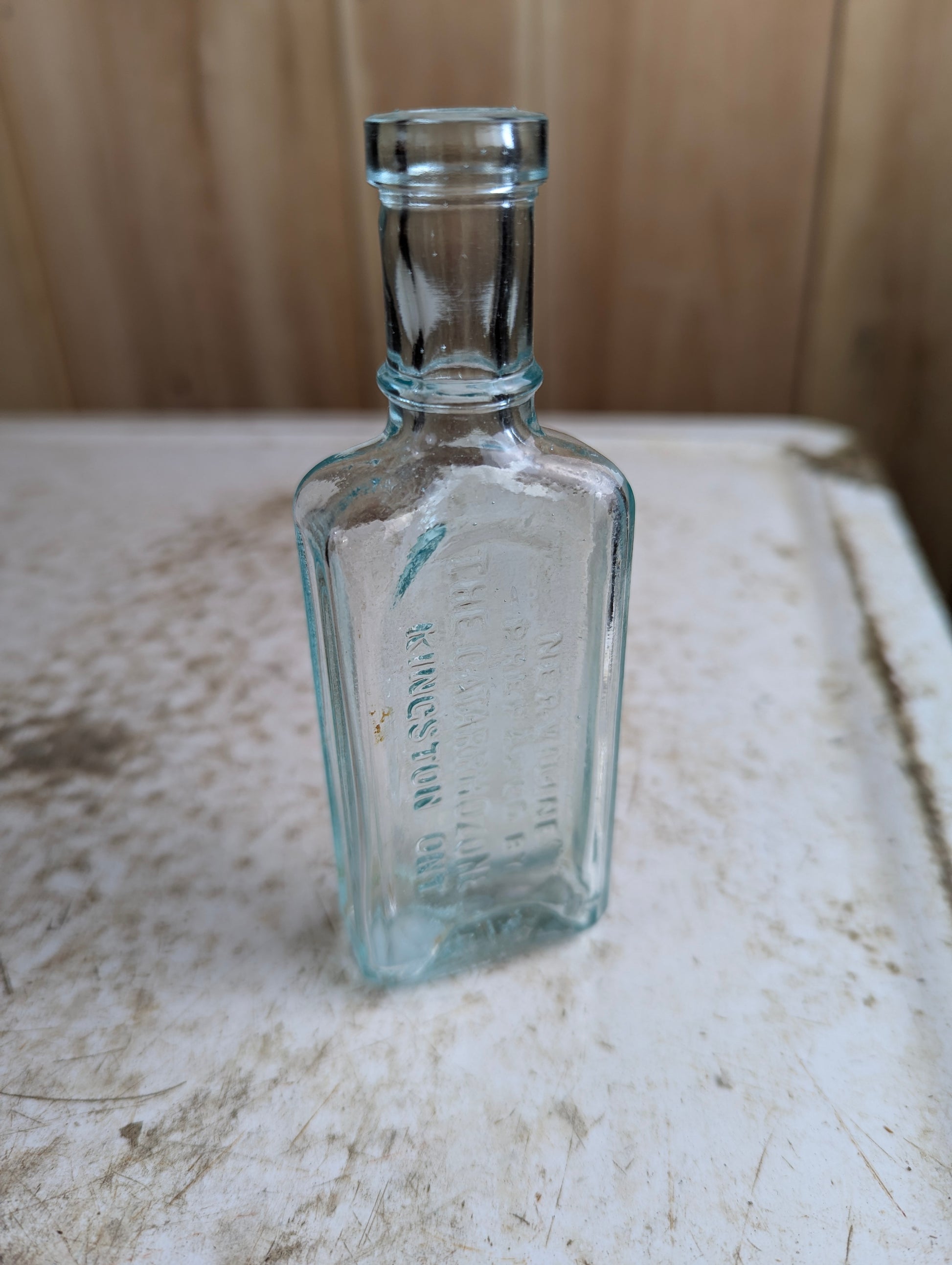 Antique Aqua Glass Nerviline Kingston Patent Medicine Bottle