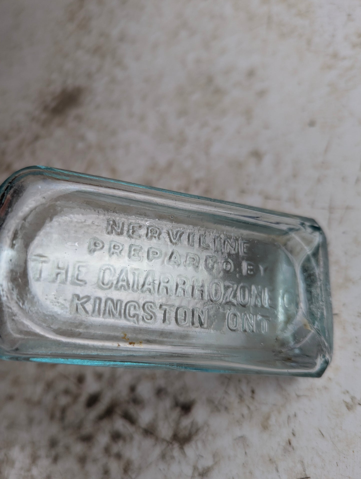 Antique Aqua Glass Nerviline Kingston Patent Medicine Bottle - view 2