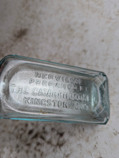 Antique Aqua Glass Nerviline Kingston Patent Medicine Bottle - view 2