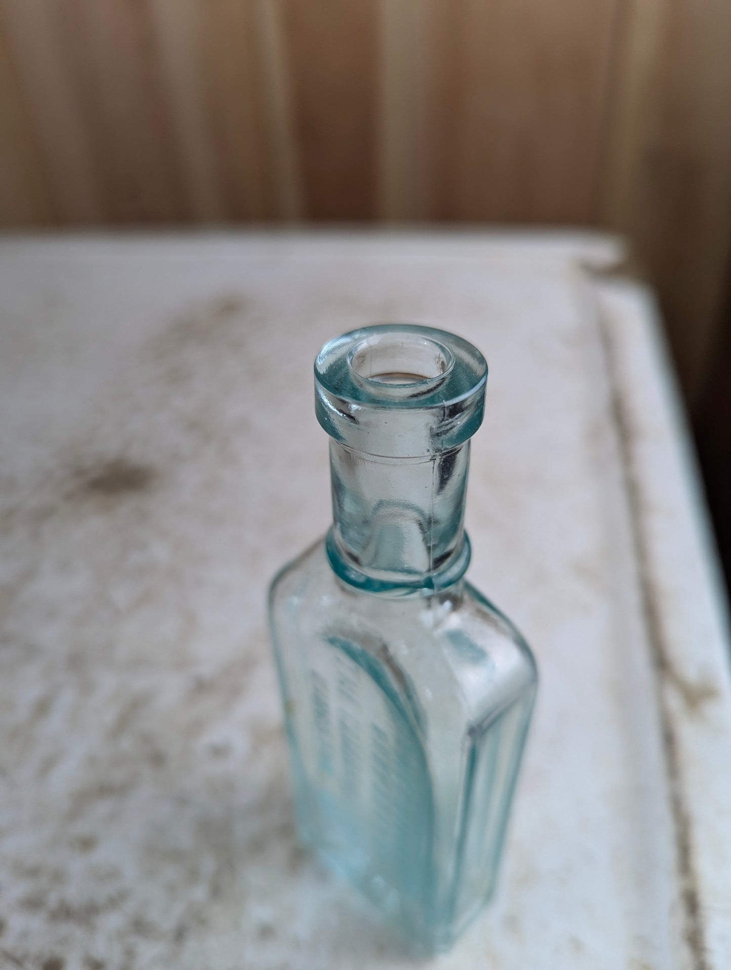 Antique Aqua Glass Nerviline Kingston Patent Medicine Bottle - view 3