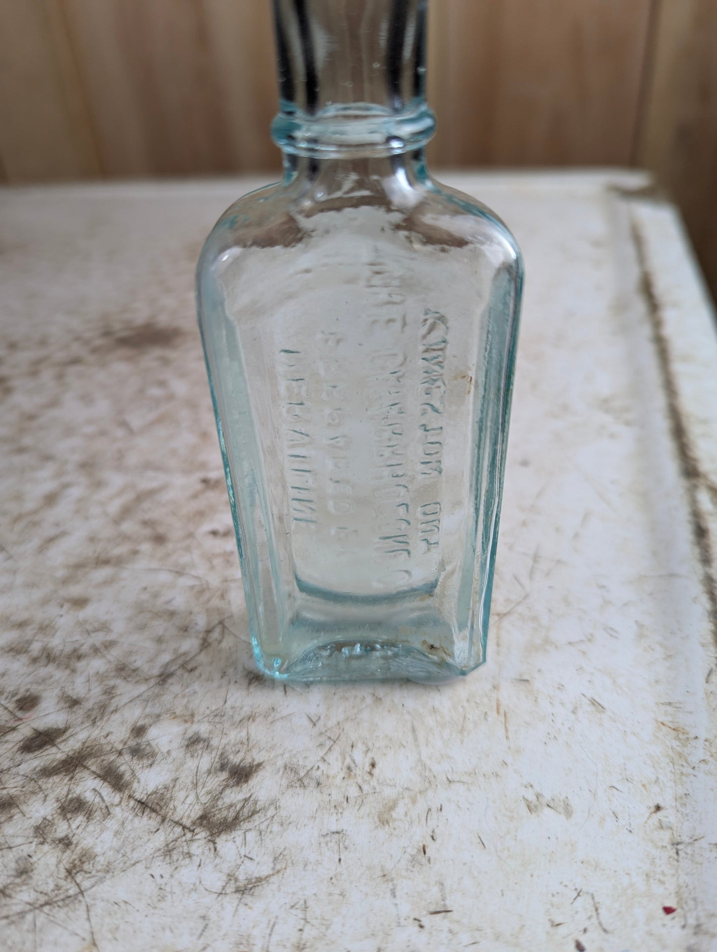 Antique Aqua Glass Nerviline Kingston Patent Medicine Bottle - view 4