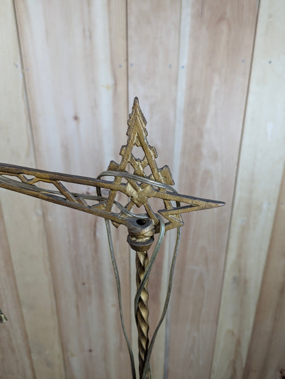 Antique Art Deco Bridge Arm Floor Lamp with Twisted Wrought Iron Neck - view 2