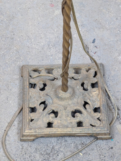 Antique Art Deco Bridge Arm Floor Lamp with Twisted Wrought Iron Neck - view 4