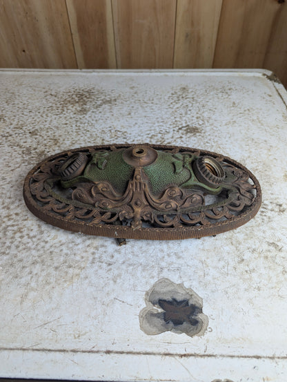 Antique Art Deco Flush Mount Original Paint Cast Iron Light Fixture