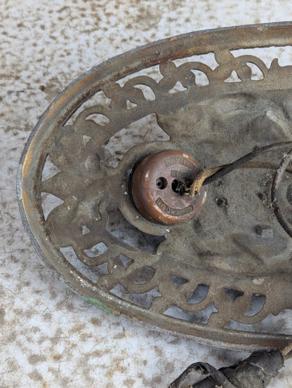 Antique Art Deco Flush Mount Original Paint Cast Iron Light Fixture - view 5