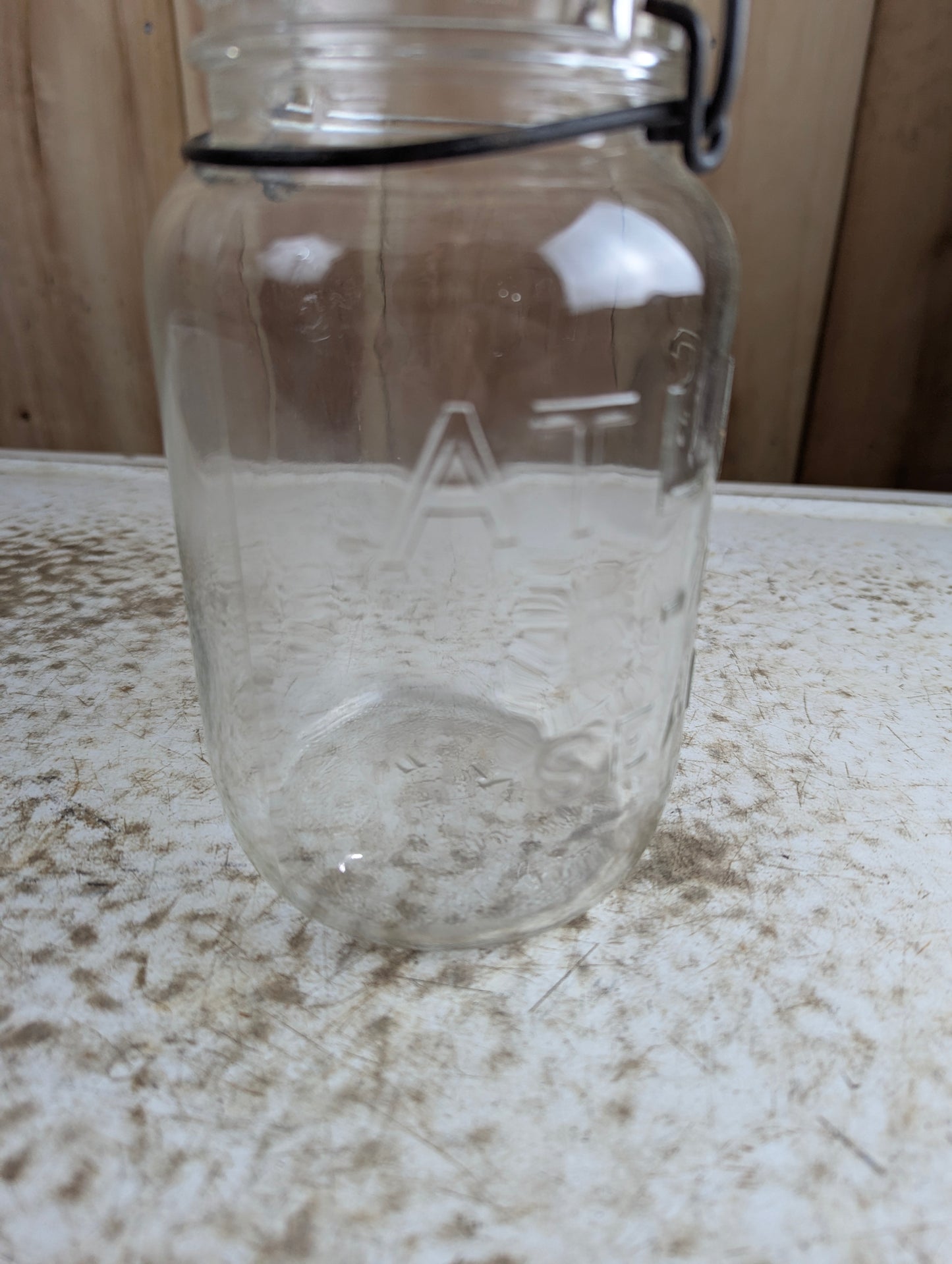 Antique Atlas E-Z Seal Glass Lid Wire Latch Quart Mason Jar - view 2