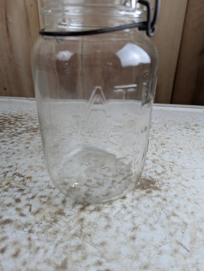 Antique Atlas E-Z Seal Glass Lid Wire Latch Quart Mason Jar - view 2