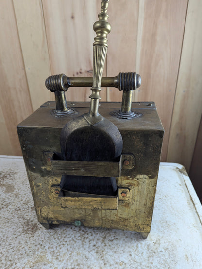 Antique Brass Coal Scuttle Box With Shovel - view 4