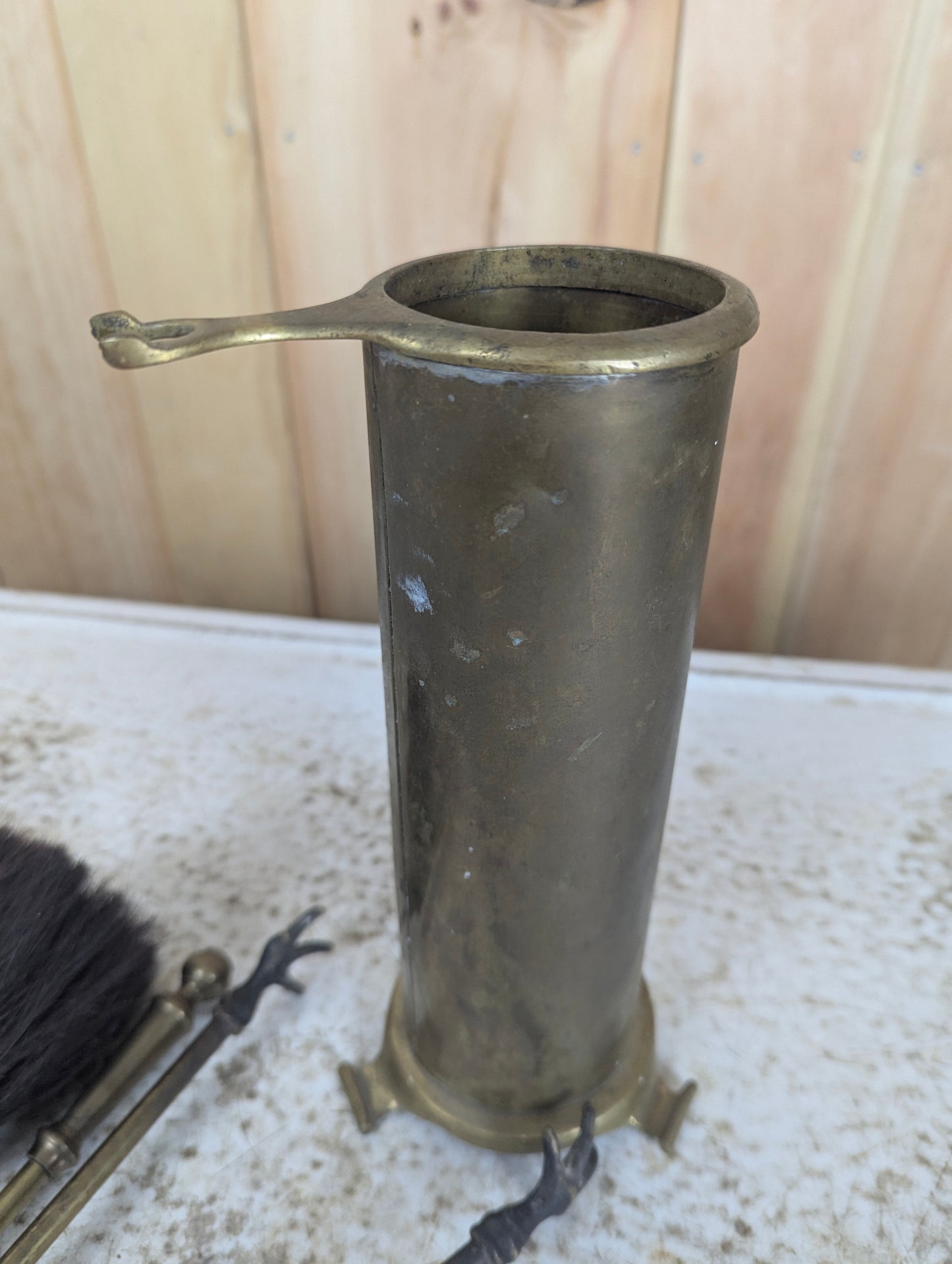 Antique Brass Fireplace Tool Set - view 3