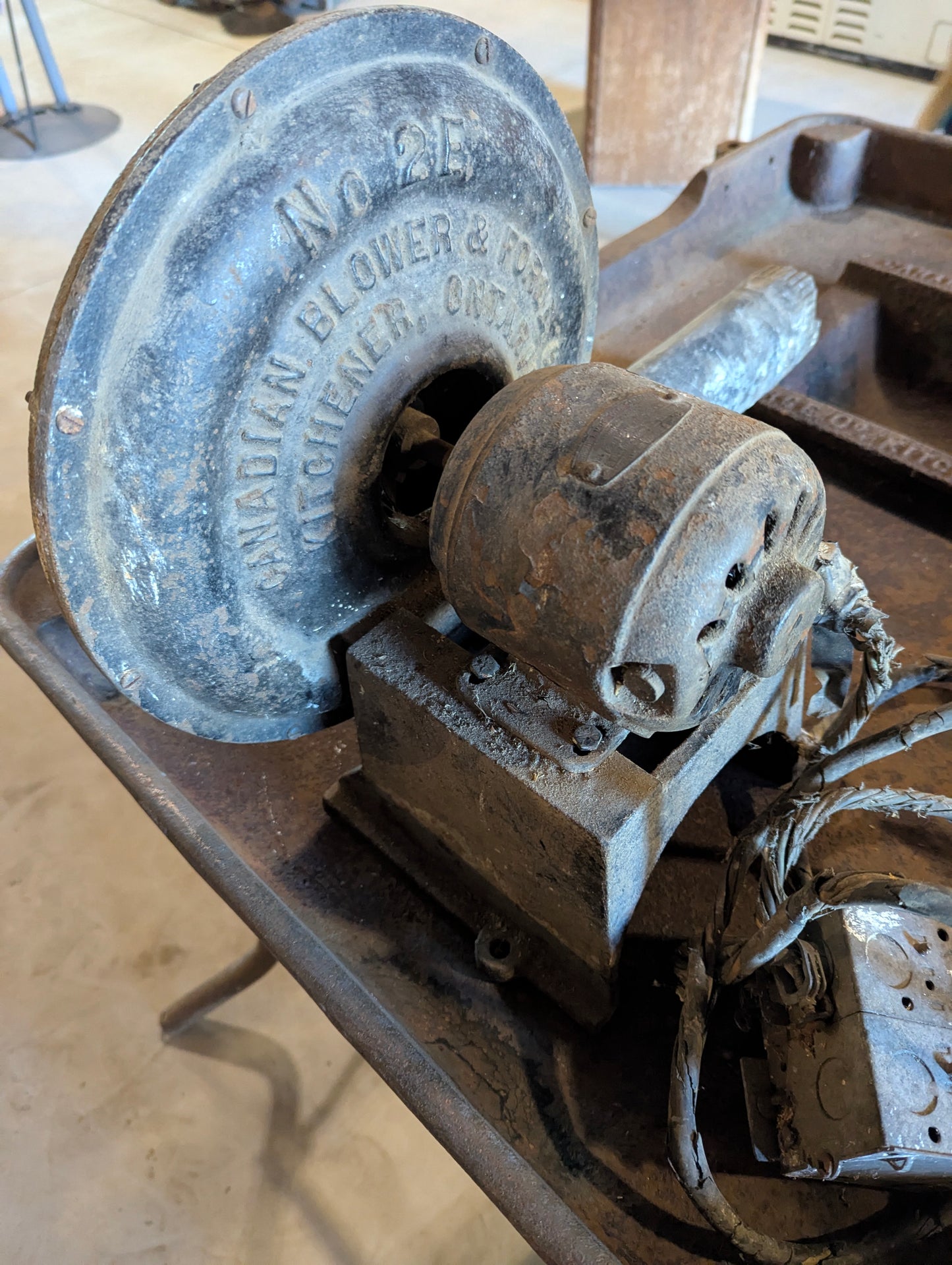 Antique Canadian Blower & Forge Co. Forge Table & No. 2E Electric Blower - view 8