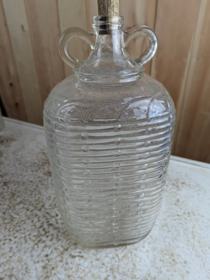 Antique Canadian Wineries Ltd Clear 2-Loop Wine Jug Basket Weave Rectangular - view 3