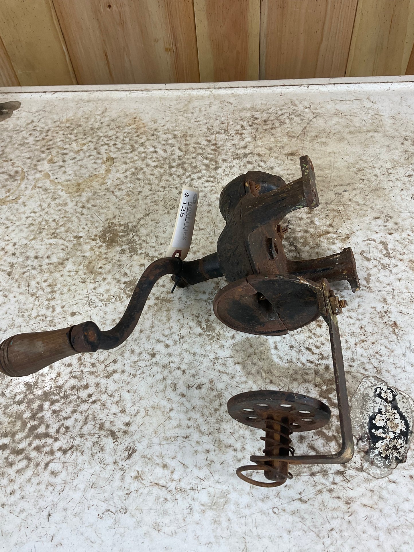 Antique Cast Iron Arcade Crystal Coffee Grinder - view 3