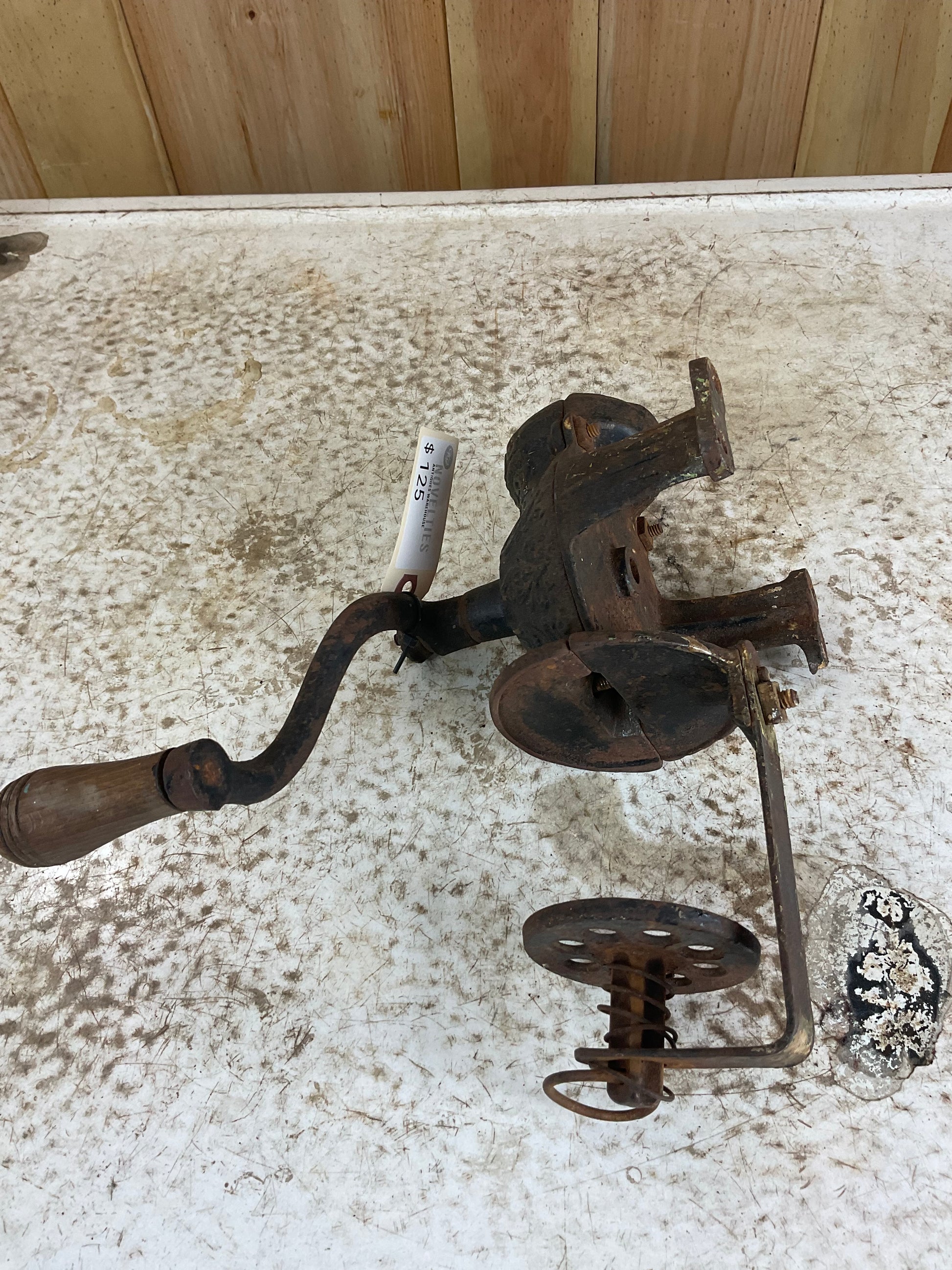 Antique Cast Iron Arcade Crystal Coffee Grinder - view 3