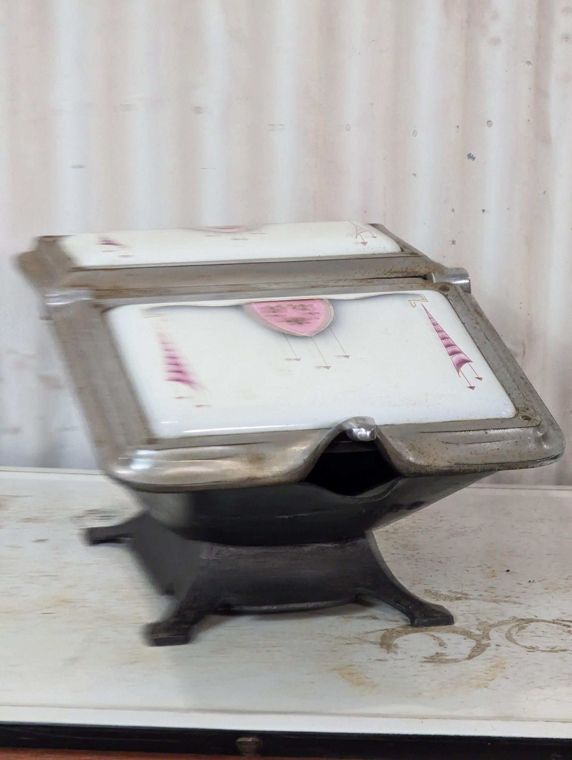 Antique Cast Iron Coal Scuttle Bin