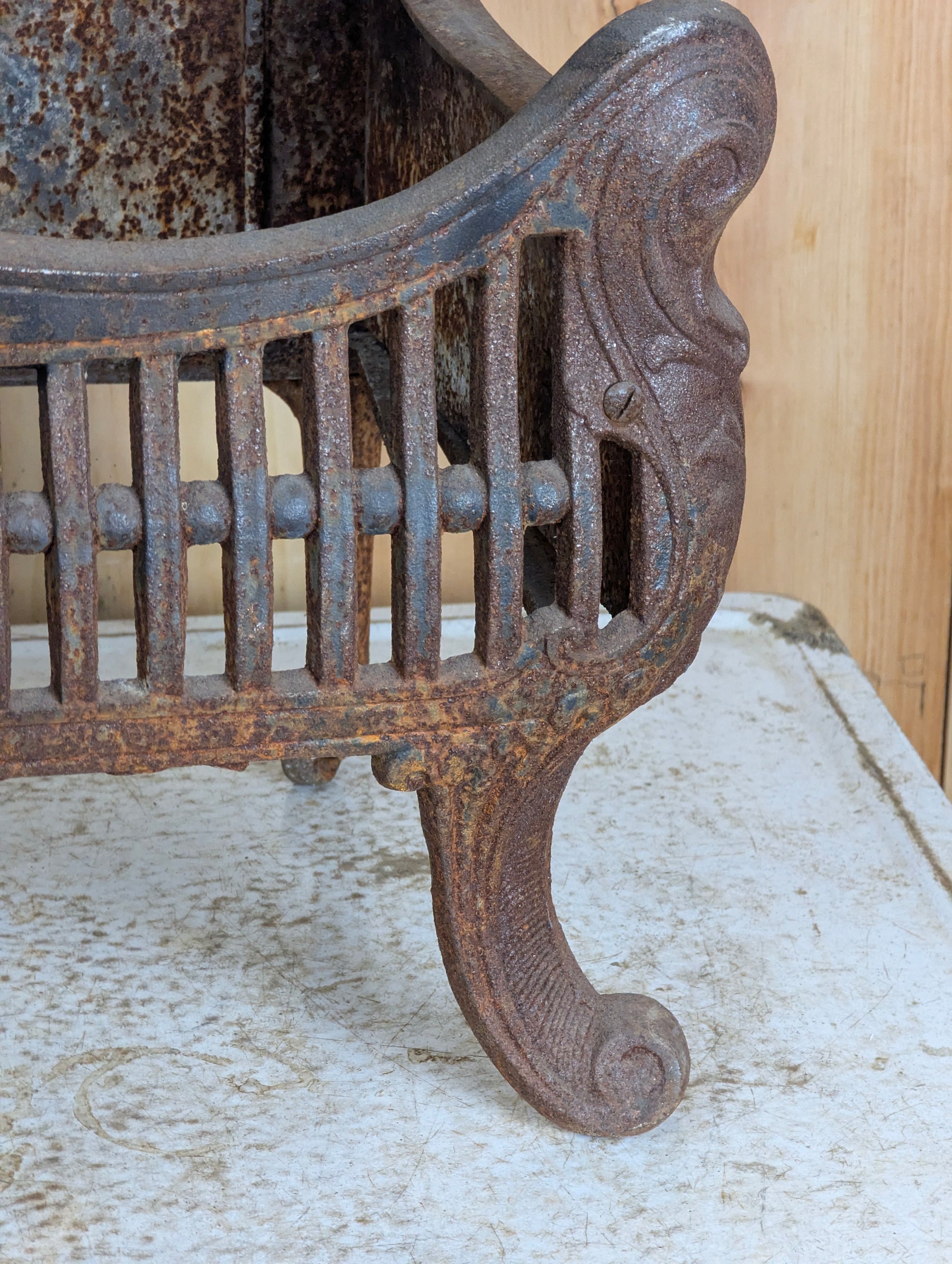 Antique Cast Iron Fire Basket - view 4