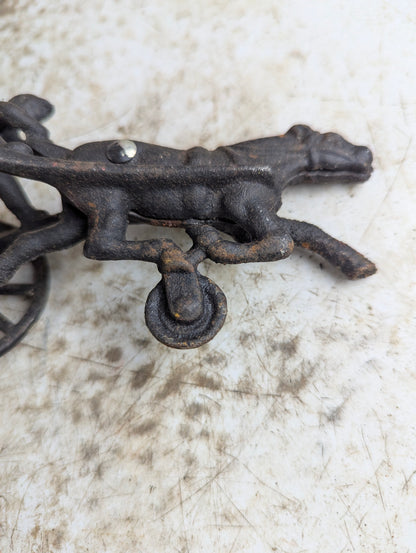 Antique Cast Iron Horse Drawn Sulky and Jockey Toy - view 5