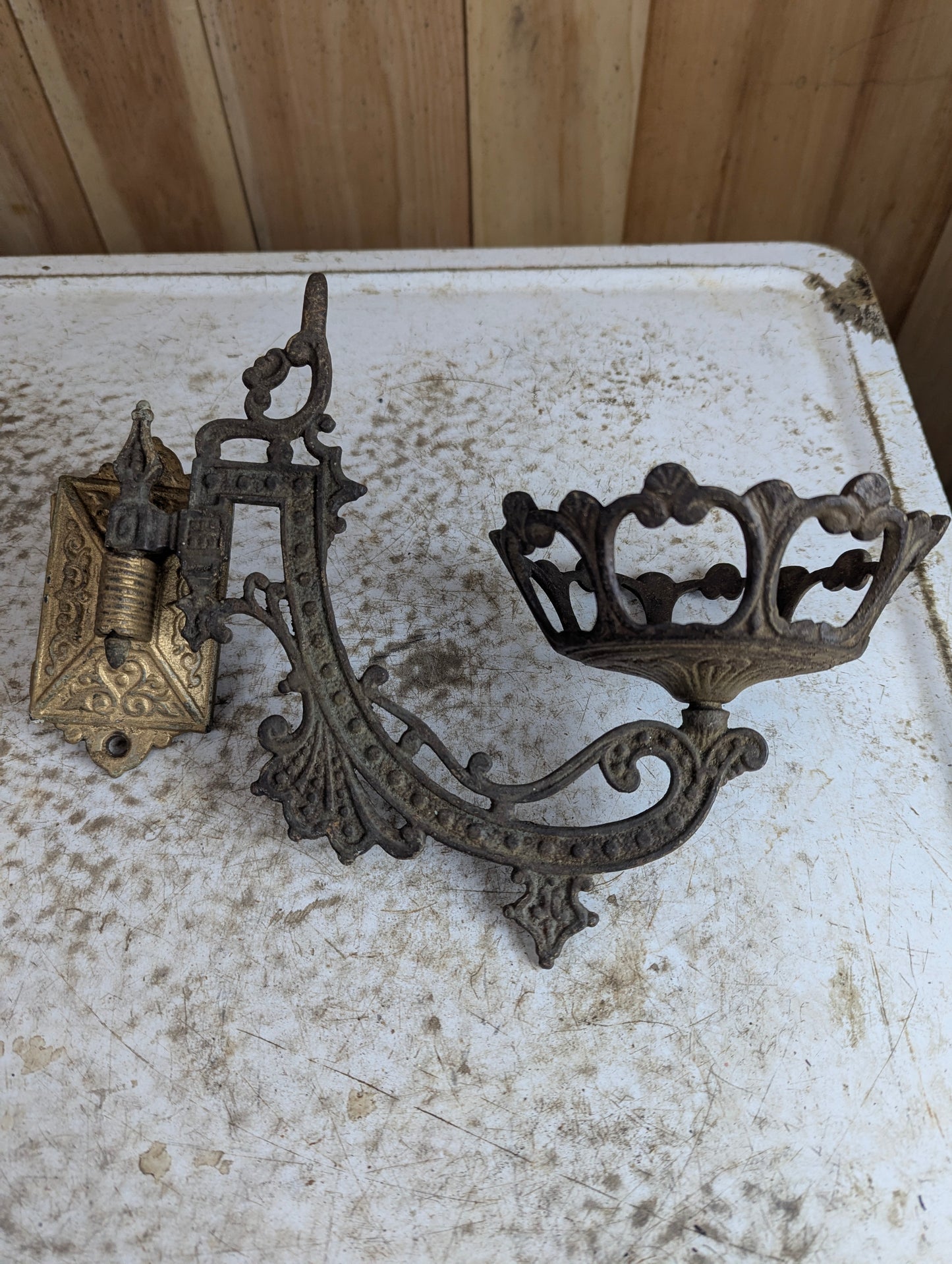 Antique Cast Iron Wall Sconce Oil Lamp Bracket