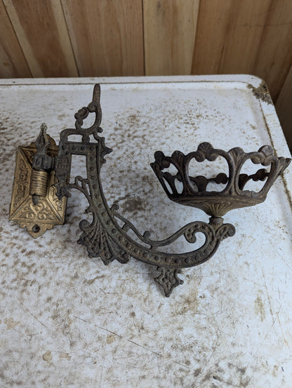 Antique Cast Iron Wall Sconce Oil Lamp Bracket