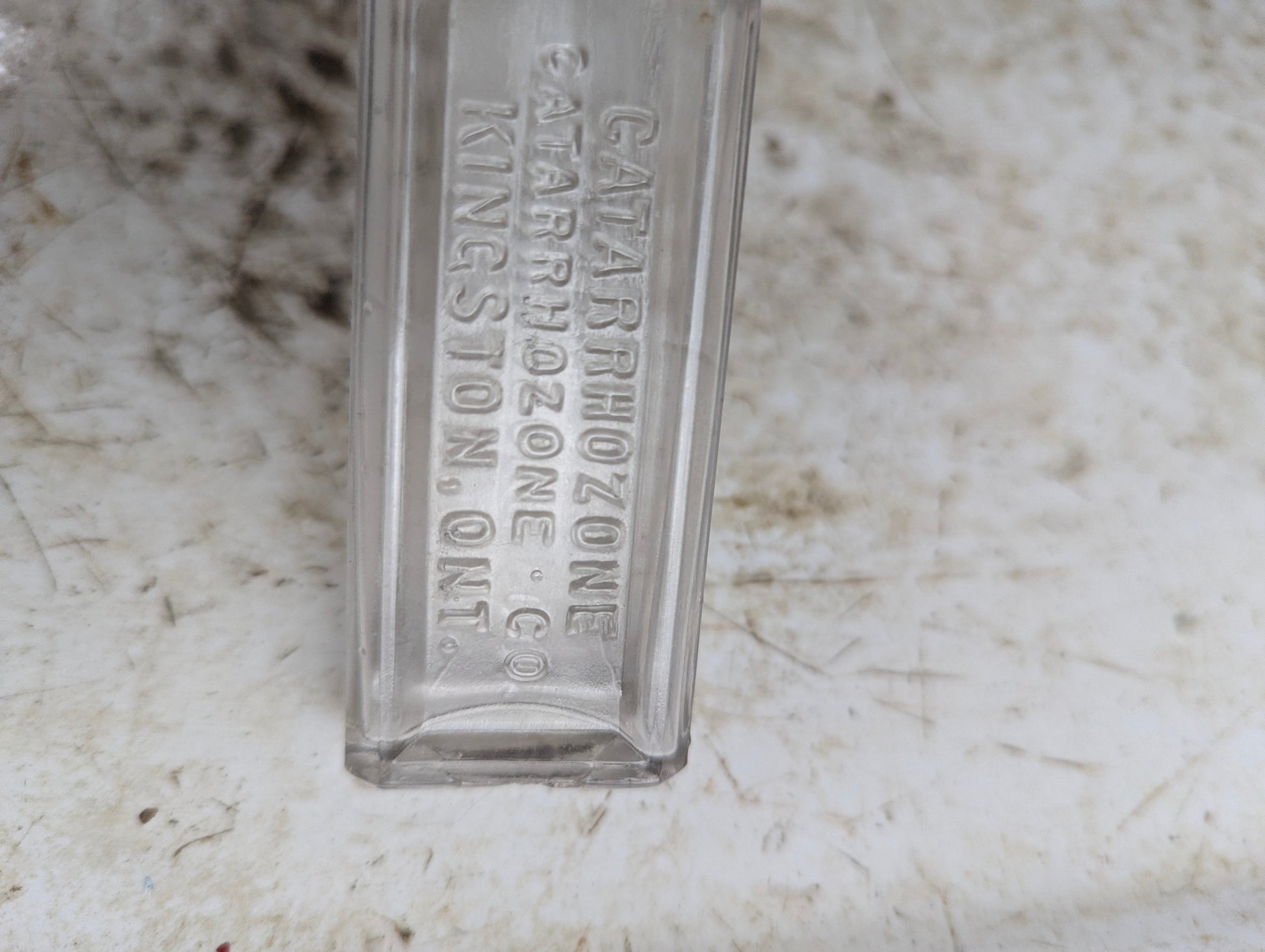 Antique Catarrhozone Patent Medicine Manganese Glass Bottle - view 2