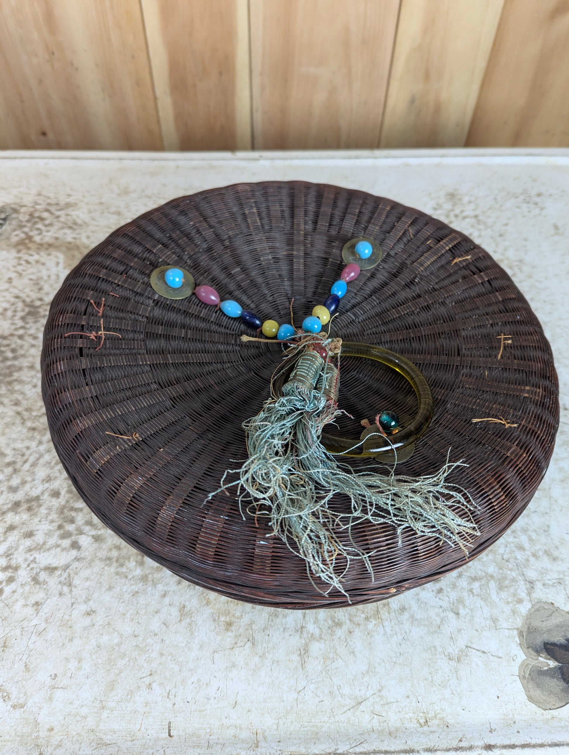 Antique Chinese Woven Sewing Basket