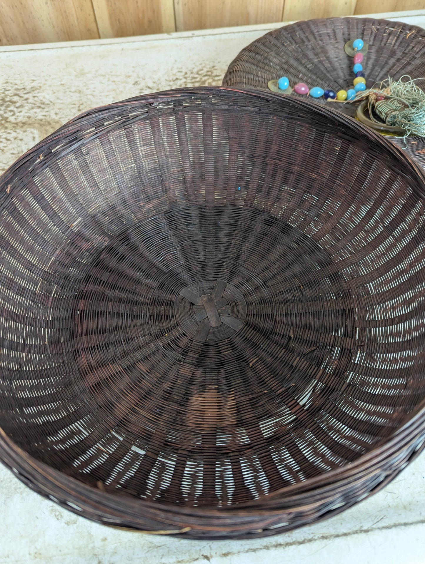 Antique Chinese Woven Sewing Basket - view 5