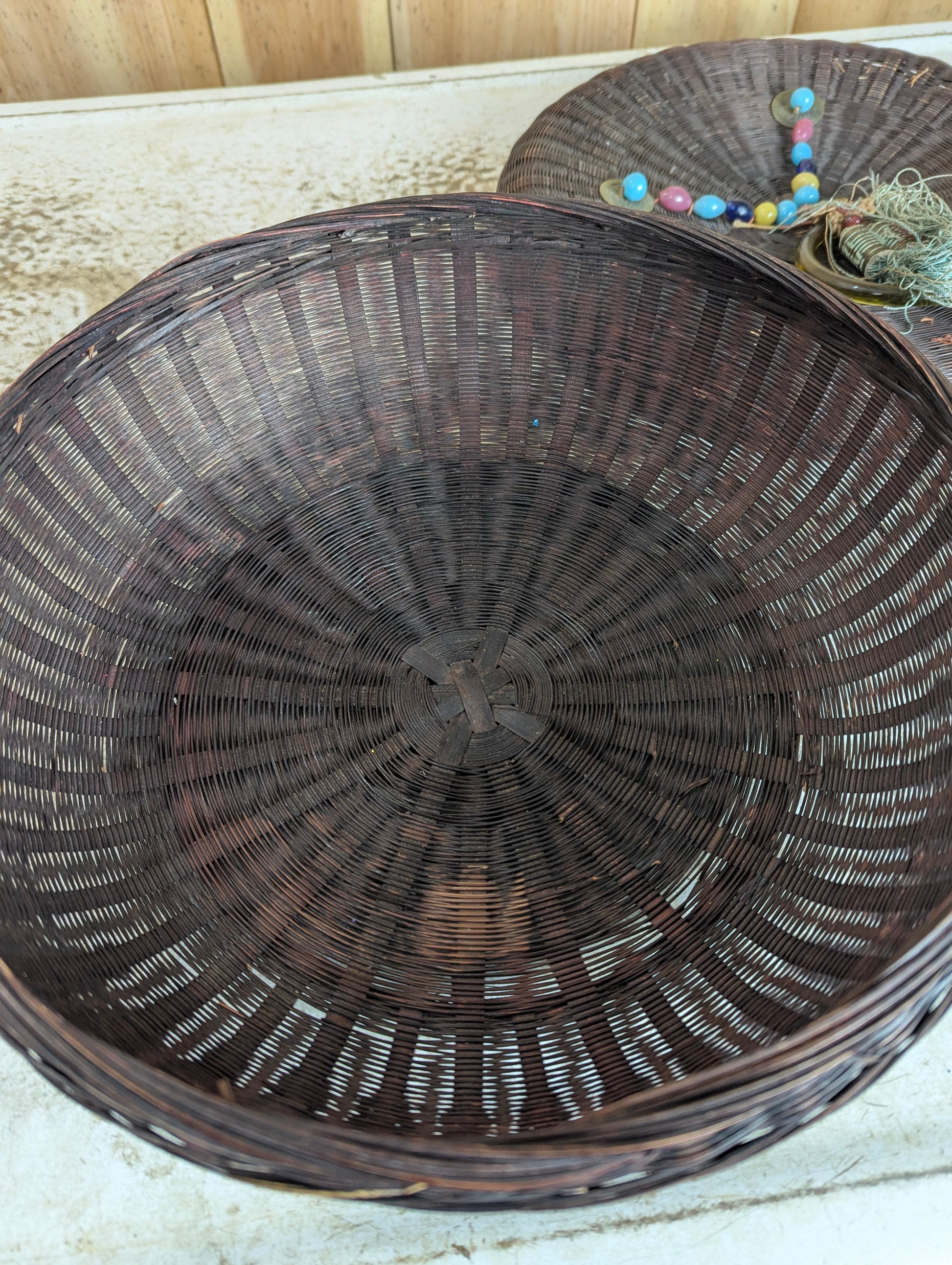 Antique Chinese Woven Sewing Basket - view 5