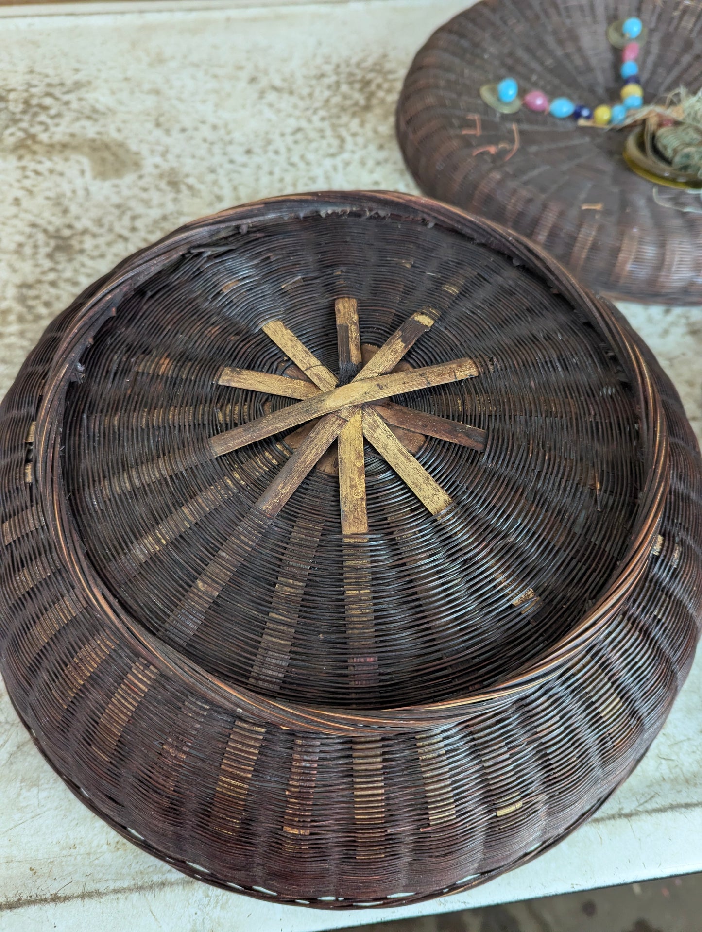 Antique Chinese Woven Sewing Basket - view 6