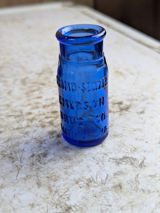 Antique Cobalt Blue Glass Bromo Seltzer 2.5" Bottle